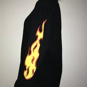 Oversized/ Large long sleeve tee with flames